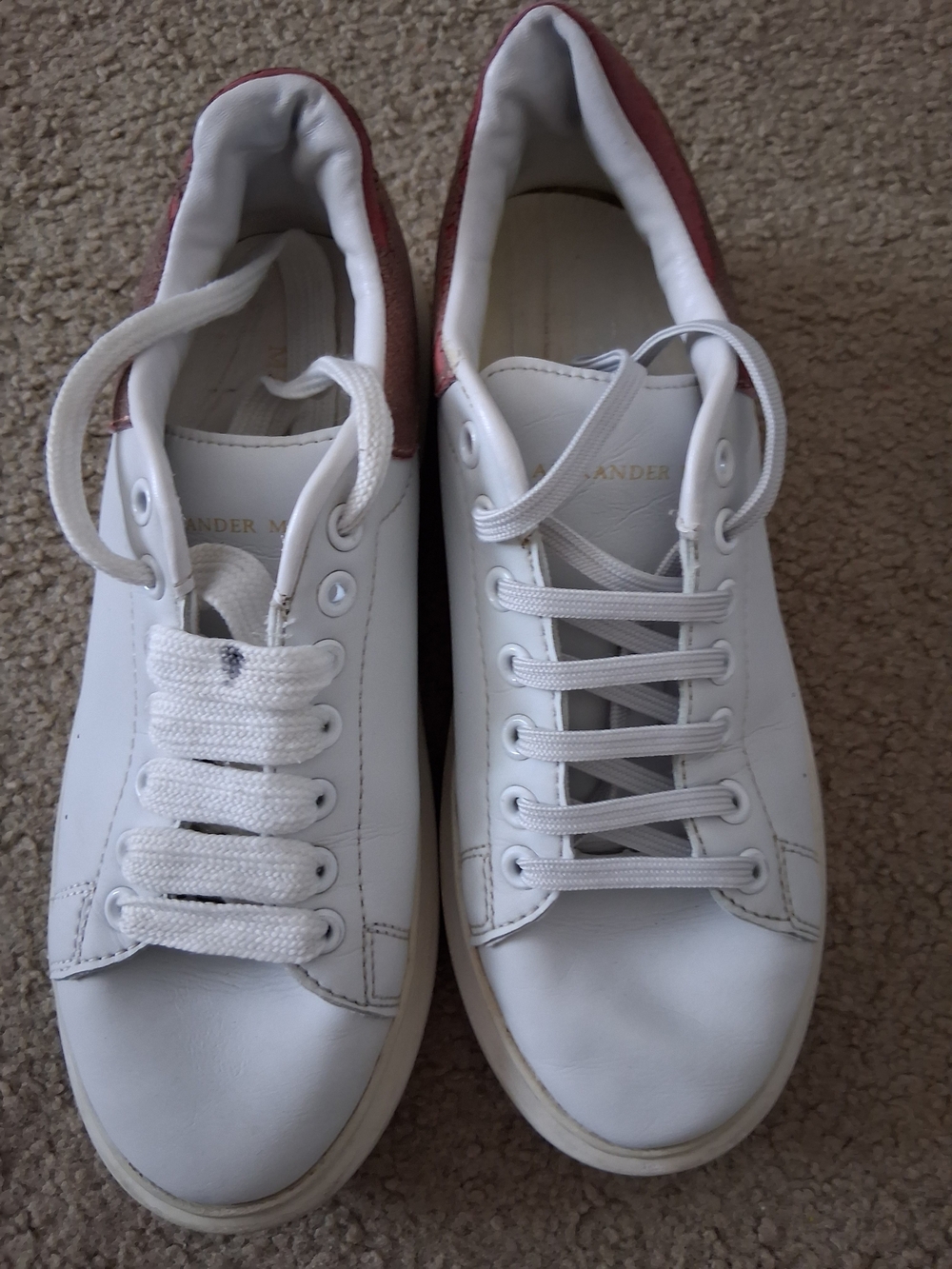 Alexander Mcqueen White and Pink Women's Leather Sneakers. Size 39